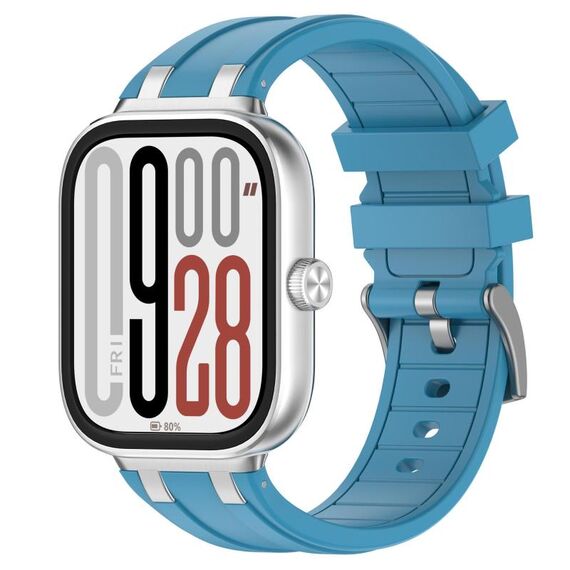 Per Redmi Watch 5 / Xiaomi Smart Band 9 Pro Cinturino in silicone con connettore in metallo argentato (blu mare)