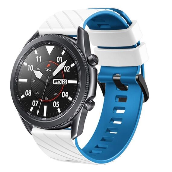 Cinturino per orologio in silicone bicolore Twill da 22 mm (bianco e blu)