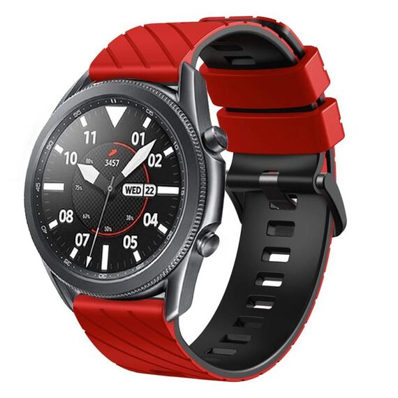 Cinturino per orologio in silicone bicolore Twill da 22 mm (rosso nero)