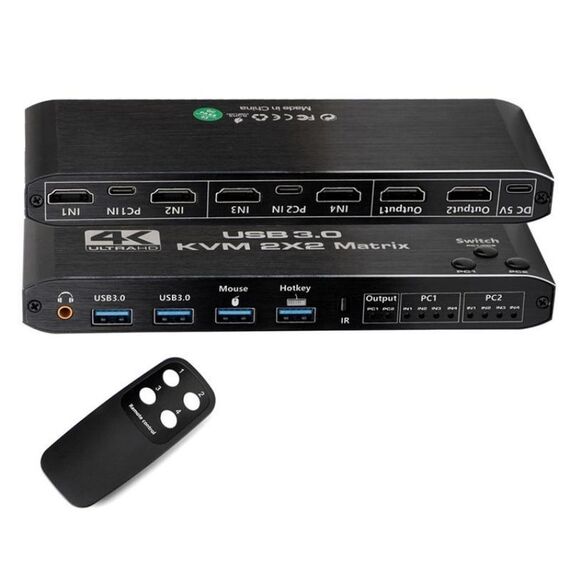 K3-1 4K 60Hz USB 3.0 Dual Screen Display Extender HDMI Matrix 2x2 Switch KVM