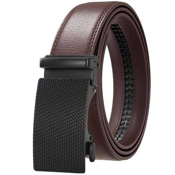 Cintura casual con fibbia automatica in pelle da uomo Dandali, lunghezza: 120 cm (marrone)