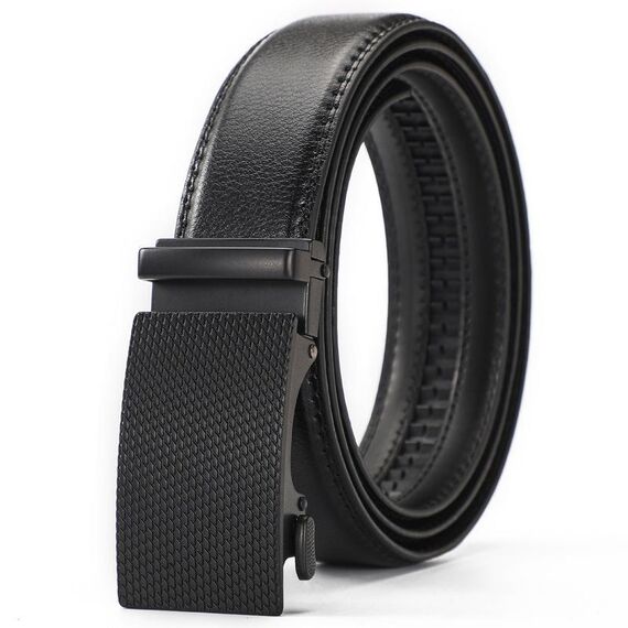 Cintura casual con fibbia automatica in pelle da uomo Dandali, lunghezza: 130 cm (nero)