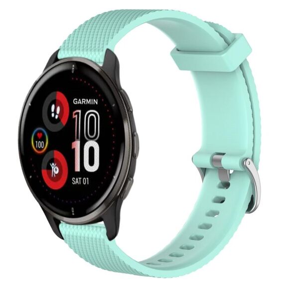 Per Garmin Venu 2 Plus 20mm cinturino in silicone testurizzato con diamanti (verde acqua)