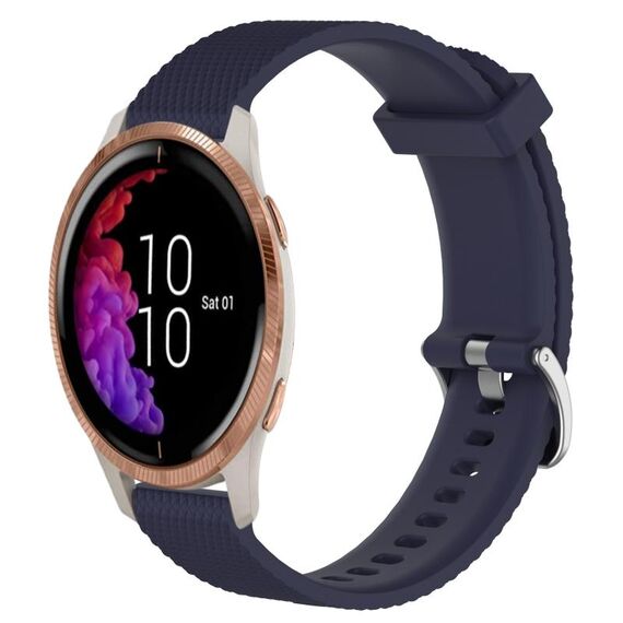 Per Garmin Venu cinturino in silicone testurizzato con diamanti da 20 mm (blu notte)