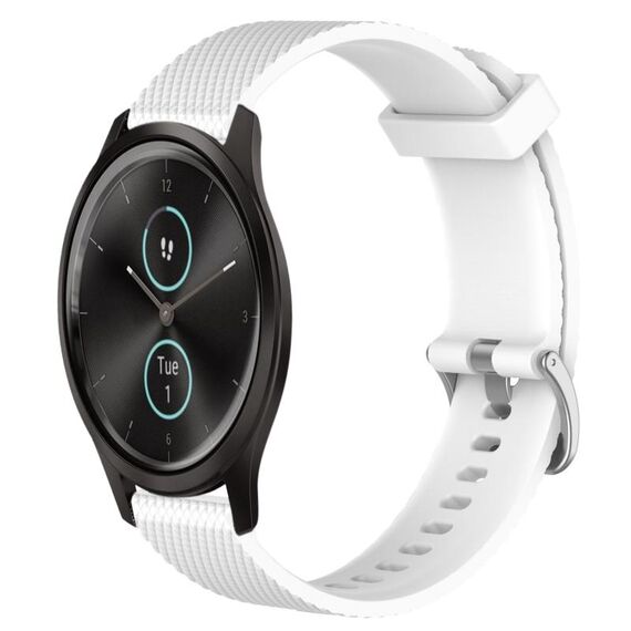 Per Garmin VivoMove Style 20mm cinturino in silicone testurizzato con diamanti (bianco)
