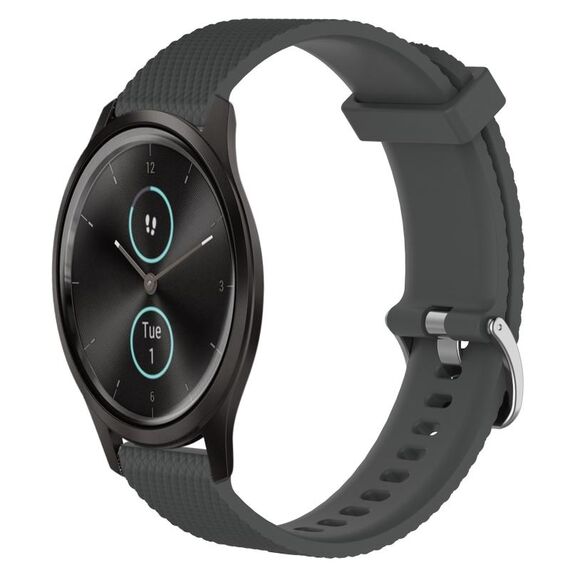 Per Garmin VivoMove Style 20mm cinturino in silicone testurizzato con diamanti (grigio scuro)