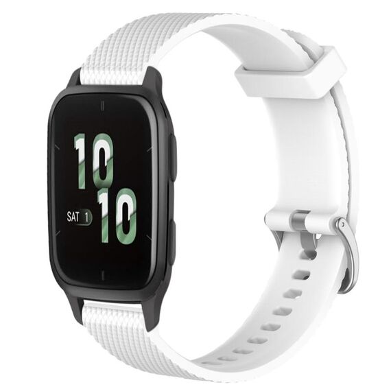 Per cinturino per orologio Garmin Forerunner Sq2 20 mm in silicone testurizzato con diamanti (bianco)