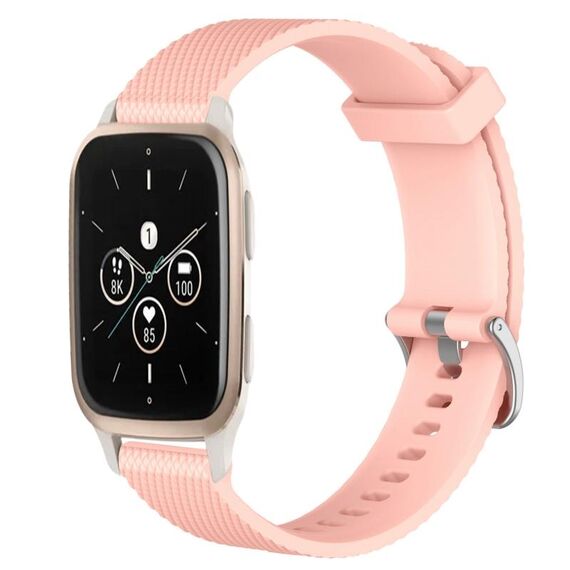 Per Garmin Forerunner Sq2 Music 20mm cinturino in silicone strutturato con diamanti (rosa)