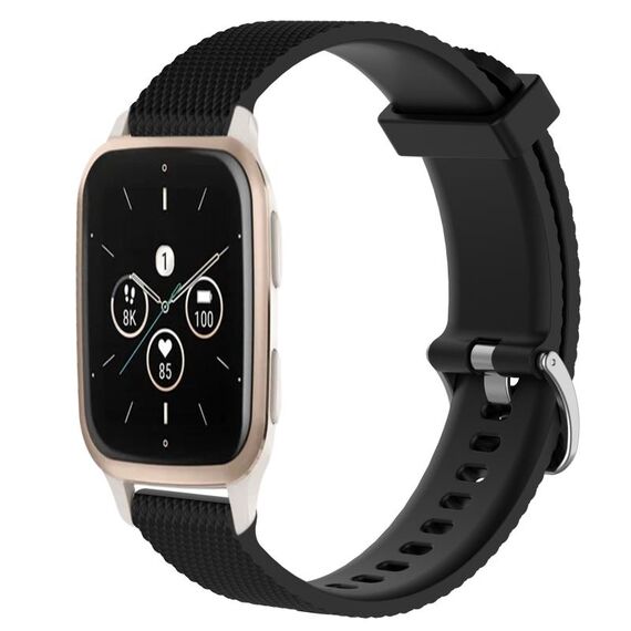 Per Garmin Forerunner Sq2 Music Cinturino per orologio in silicone strutturato con diamanti da 20 mm (nero)