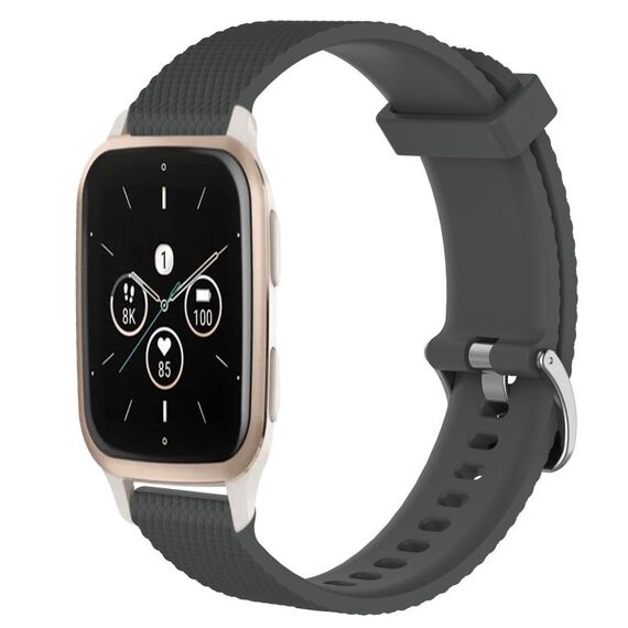 Per Garmin Forerunner Sq2 Music Cinturino per orologio in silicone testurizzato con diamanti da 20 mm (grigio scuro)