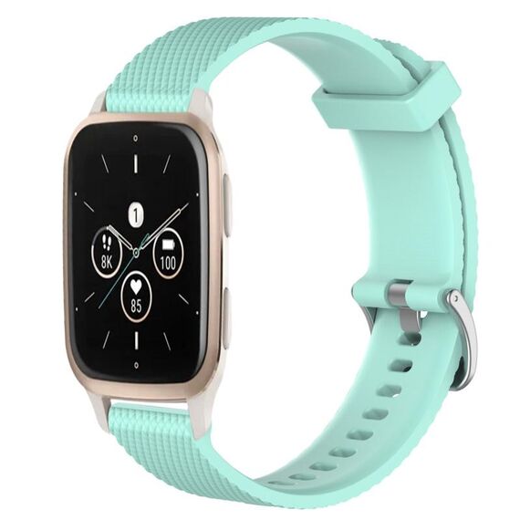 Per Garmin Forerunner Sq2 Music 20mm cinturino in silicone testurizzato con diamanti (verde acqua)