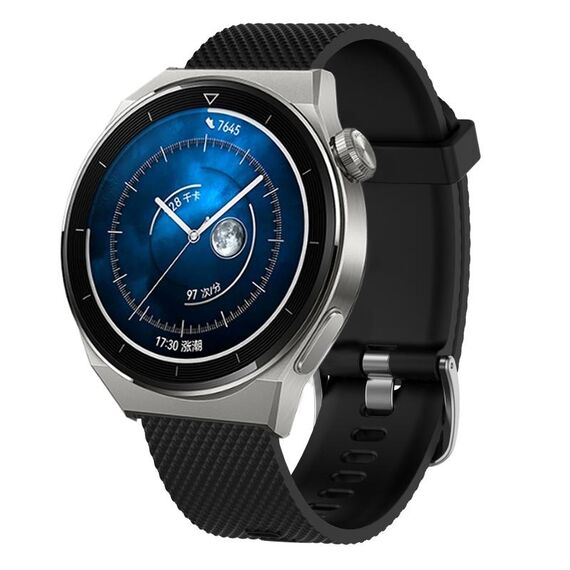 Per Huawei Watch GT3 Pro 43mm 20mm Cinturino in silicone testurizzato con diamanti (nero)