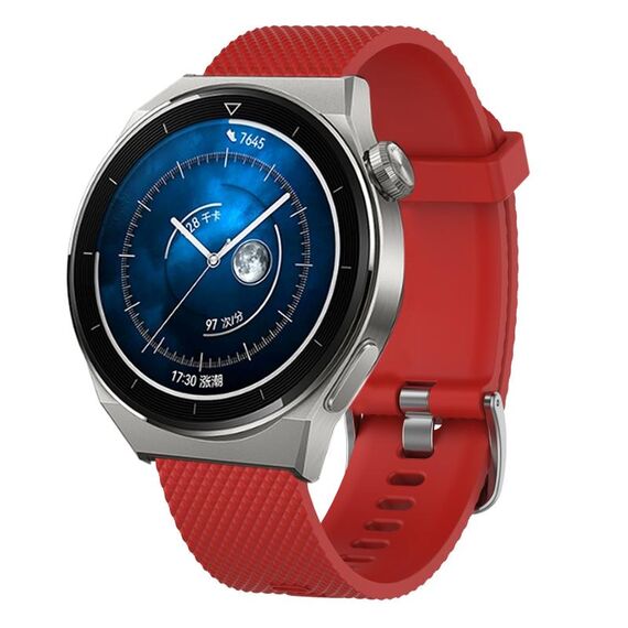 Per Huawei Watch GT3 Pro 43mm 20mm Cinturino in silicone testurizzato con diamanti (rosso)