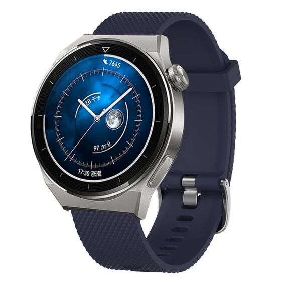 Per Huawei Watch GT3 Pro 43mm 20mm Cinturino in silicone testurizzato con diamanti (blu notte)
