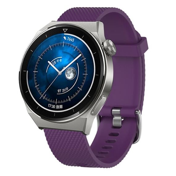 Per Huawei Watch GT3 Pro 43mm 20mm Cinturino in silicone testurizzato con diamanti (viola)