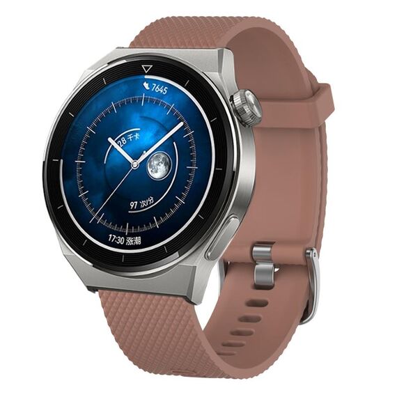Per Huawei Watch GT3 Pro 43mm 20mm Cinturino in silicone testurizzato con diamanti (marrone)