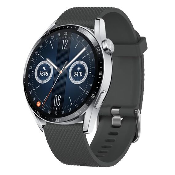 Per Huawei Watch GT3 42mm 20mm Cinturino in silicone testurizzato con diamanti (grigio scuro)