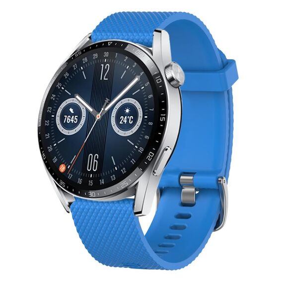 Per Huawei Watch GT3 42mm 20mm Cinturino in silicone testurizzato con diamanti (blu cielo)