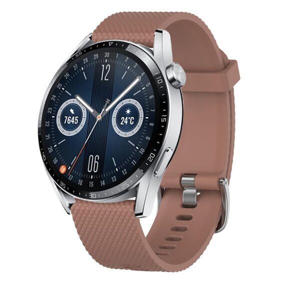 Per Huawei Watch GT3 42mm 20mm Cinturino in silicone testurizzato con diamanti (marrone)