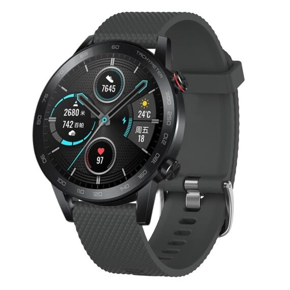 Per Honor MagicWatch2 42mm 20mm Cinturino in silicone testurizzato con diamanti (grigio scuro)