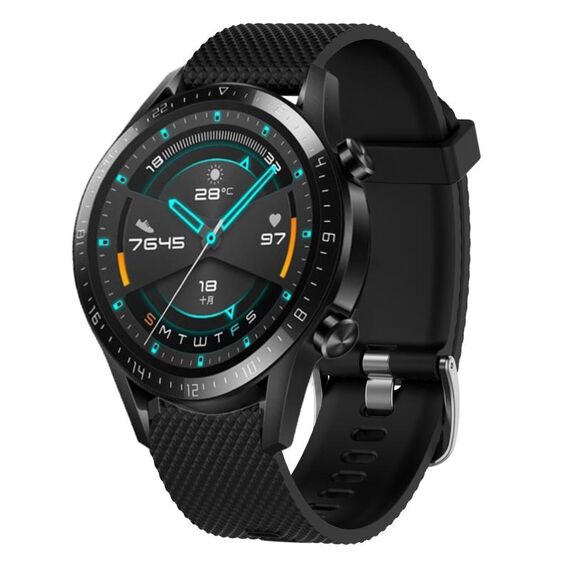 Per Huawei Watch GT2 42mm 20mm Cinturino in silicone testurizzato con diamanti (nero)