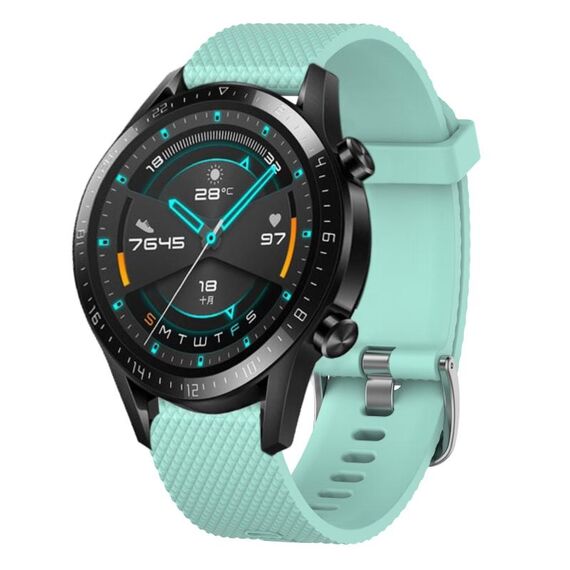 Per Huawei Watch GT2 42mm 20mm Cinturino in silicone testurizzato con diamanti (verde acqua)