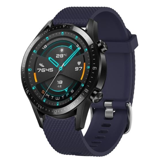 Per Huawei Watch GT2 42mm 20mm Cinturino in silicone testurizzato con diamanti (blu notte)