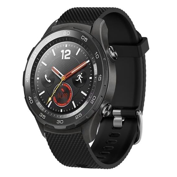 Per Huawei Watch 2 Cinturino per orologio in silicone testurizzato con diamanti da 20 mm (nero)