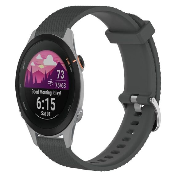 Per Garmin Forerunner 255S 18 mm cinturino in silicone testurizzato con diamanti (grigio scuro)