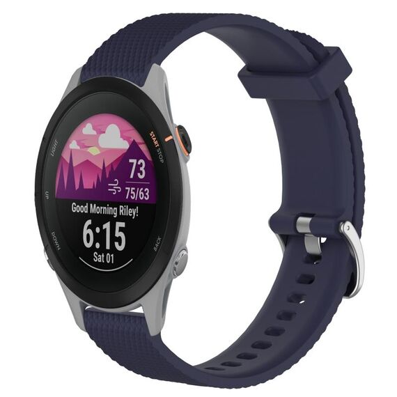 Per cinturino per orologio Garmin Forerunner 255S 18 mm in silicone testurizzato con diamanti (blu notte)
