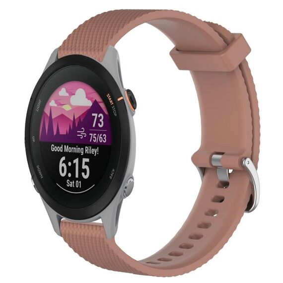 Per cinturino per orologio Garmin Forerunner 255S 18 mm in silicone testurizzato con diamanti (marrone)