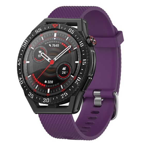 Per Huawei Watch GT Runner 22mm Cinturino in silicone testurizzato con diamanti (marrone)