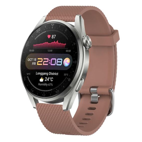 Per Huawei Watch 3 Pro 22mm Cinturino in silicone testurizzato con diamanti (rosa)