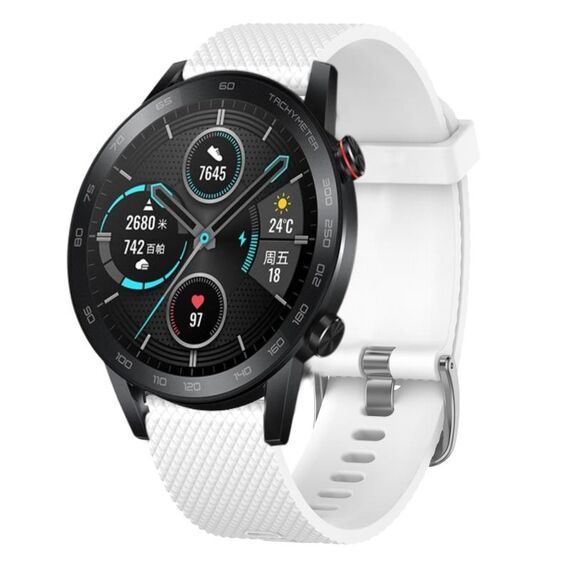 Per Honor Magic Watch 2 46mm 22mm Cinturino in silicone testurizzato con diamanti (bianco)