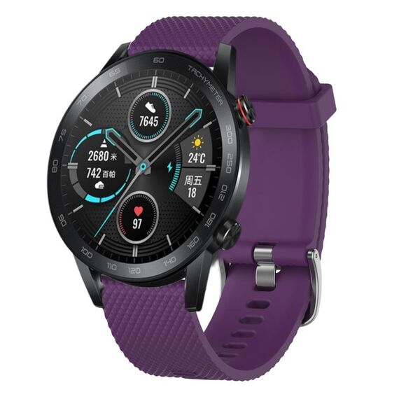 Per Honor Magic Watch 2 46mm 22mm Cinturino in silicone strutturato con diamanti (marrone)