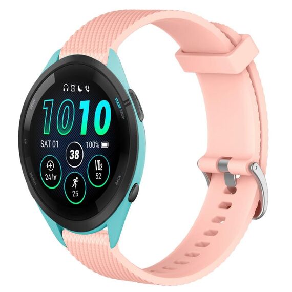 Per Garmin Forerunner 265 22mm cinturino in silicone testurizzato con diamanti (rosa)