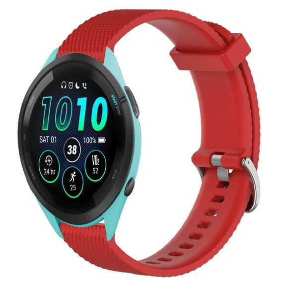 Per Garmin Forerunner 265 22mm cinturino in silicone testurizzato con diamanti (rosso)