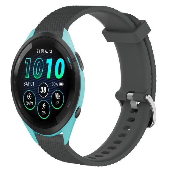 Per Garmin Forerunner 265 22mm cinturino in silicone testurizzato con diamanti (grigio scuro)