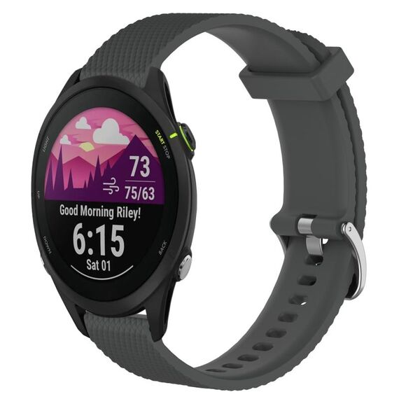 Per cinturino per orologio Garmin Forerunner 255 Music 22 mm in silicone testurizzato con diamanti (grigio scuro)