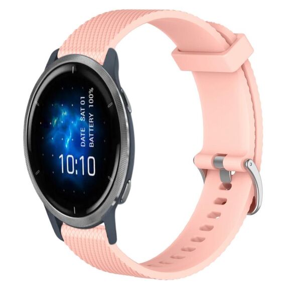 Per Garmin Venu 2 22mm cinturino in silicone testurizzato con diamanti (rosa)