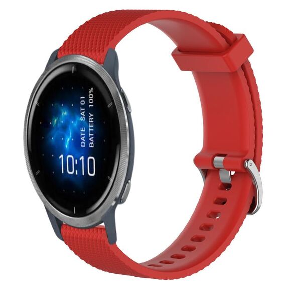 Per Garmin Venu 2 22mm cinturino in silicone testurizzato con diamanti (rosso)
