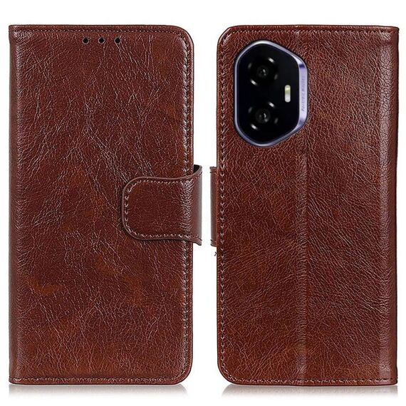 Custodia per telefono in pelle con texture Nappa per Honor 400 (marrone)