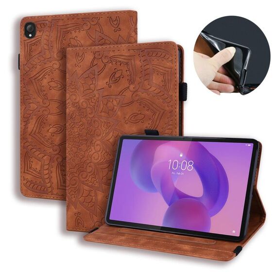 Per Lenovo Tab K10C / E10 Custodia per tablet in pelle goffrata con texture di vitello (marrone)