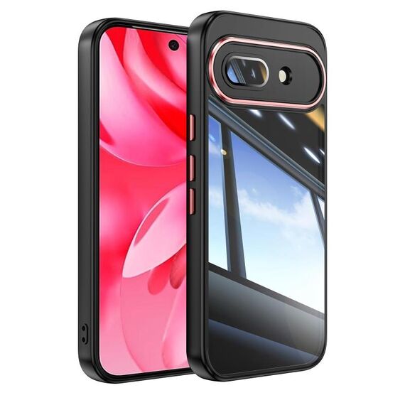 Per Google Pixel 9a Custodia per telefono antiurto in TPU ibrida acrilica (nero rosso)