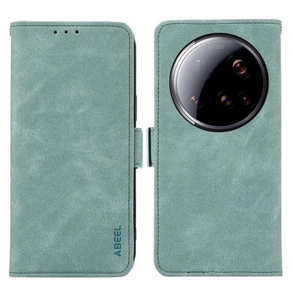 Per Xiaomi 15 Ultra ABEEL Custodia per telefono in pelle magnetica RFID smerigliata (ciano)