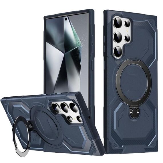 Per Samsung Galaxy S23 Ultra 5G Custodia per telefono con supporto MagSafe satinato (blu)