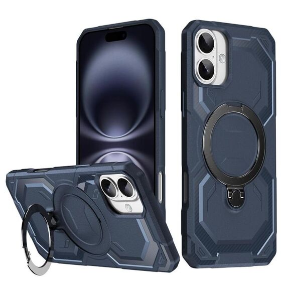 Per iPhone 16 Custodia per telefono con supporto MagSafe satinato (blu)