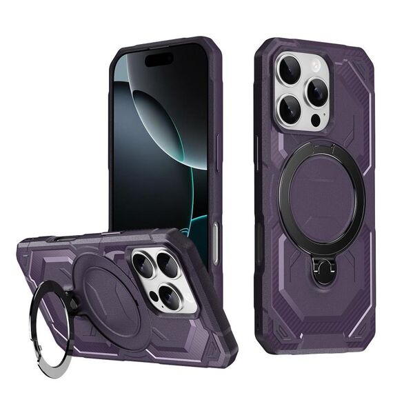 Per iPhone 16 Pro Custodia per telefono con supporto MagSafe satinato (viola)