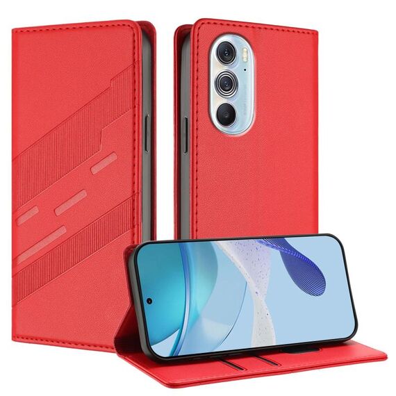 Per Motorola Edge 30 Pro Custodia per telefono in pelle retrò con portafoglio multifunzionale in rilievo (rosso)