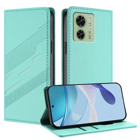 Per Motorola Edge 40 Custodia per telefono in pelle retrò con portafoglio multifunzionale in rilievo (verde menta)